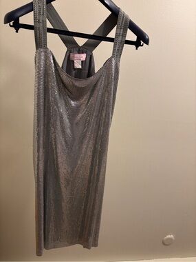 versace silver mini dress Versace Metal Mesh Slip Mini Dress, Female, Silver, 38